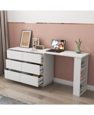 + L-Shaped Desk + Wood (or other material if specified) + Drawers & Storage Cabinet + Desk