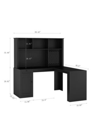 Streamdale L-Shaped Desk with Charger, Drawers, Bookshelf, Gaming Desk