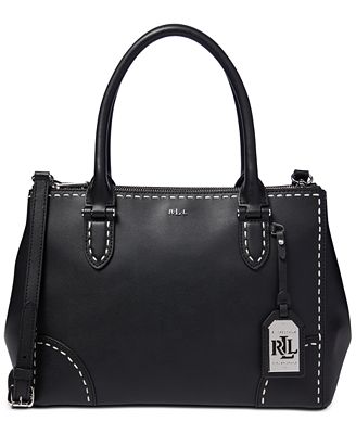 ralph lauren double zip satchel black