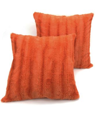 Plush Reversible Faux Fur 2-Pack Decorative Pillow, 24" x 24"