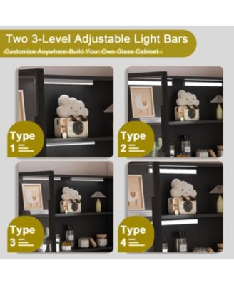 Streamdale L-Shaped Corner Desk with LED, USB, Keyboard Tray - Black