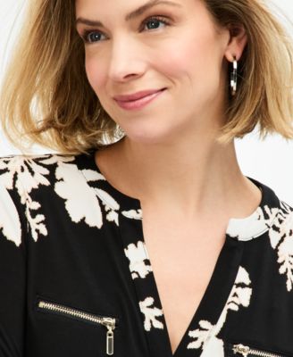 Women's Printed Zip Pocket Top