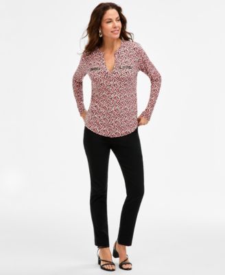 Women's Printed Zip Pocket Top