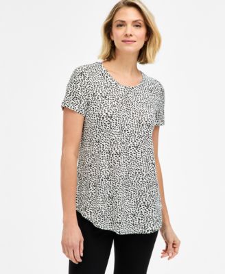 Women's Printed 3/4 Sleeve V-Neck Knit Top