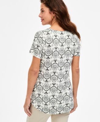 Women's Printed Scoop-Neck Short Sleeve Top
