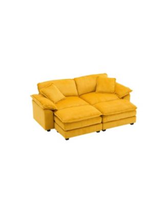 + 2-Seat + Corduroy + With Pillows & Ottomans + Sofa