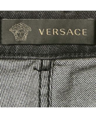 Men's Pre-Owned Balenciaga men Mcqueen Black Logo Embroidered Denim Shorts