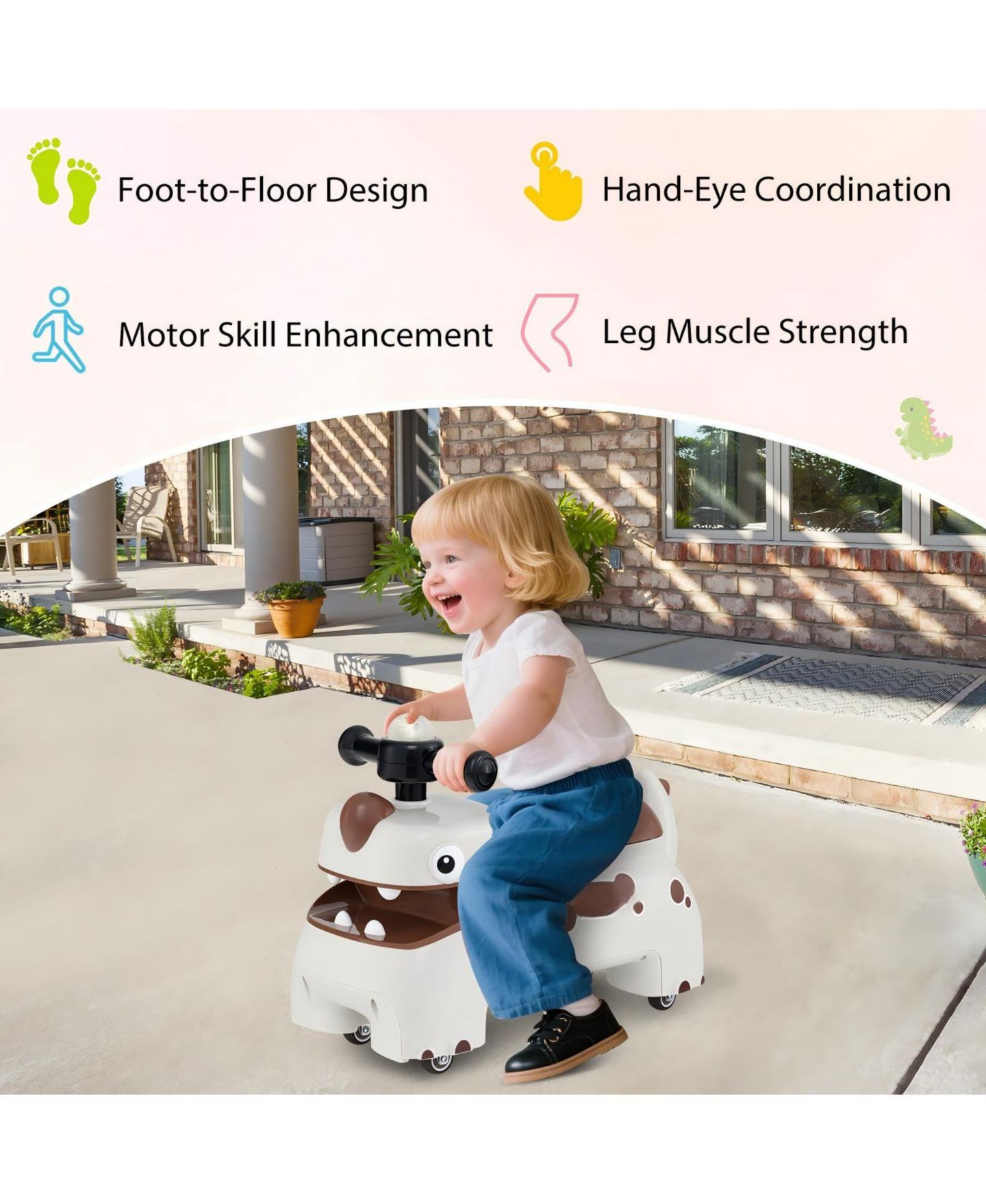Детская игрушка HONGGE Ride-On Toy Car with LED Headlights, Sounds and Under-Seat Storage, Ages 18 Months+, цвет: Белый — фото 7