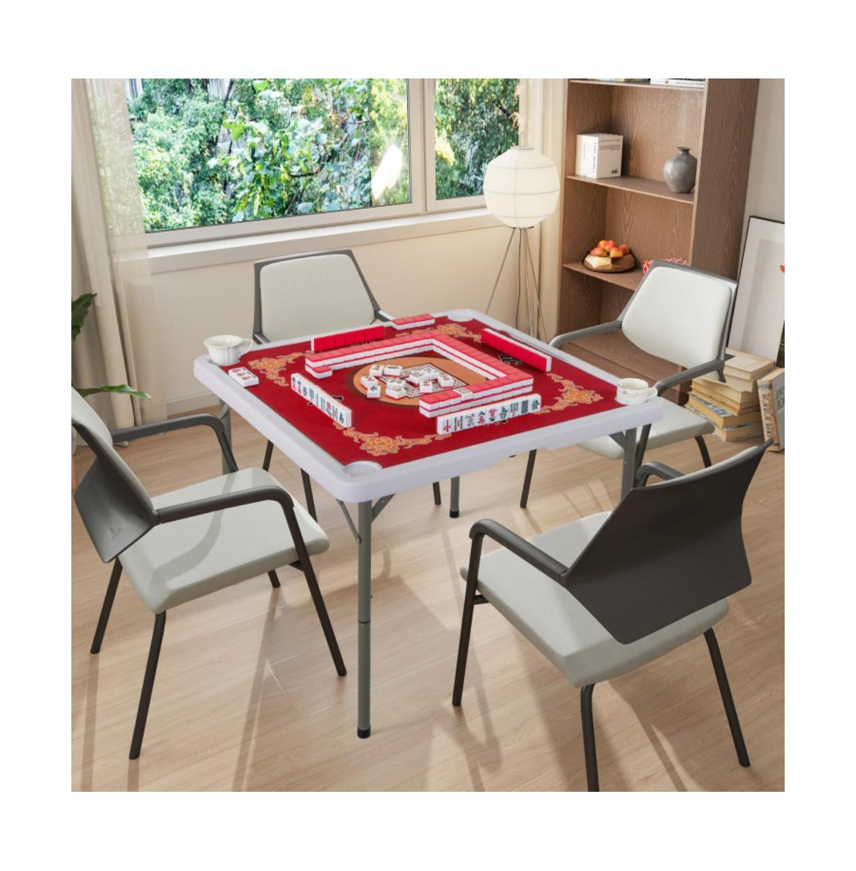 Hongge 35 Inch Folding Mahjong Table for 4 Players with Cup Holders
