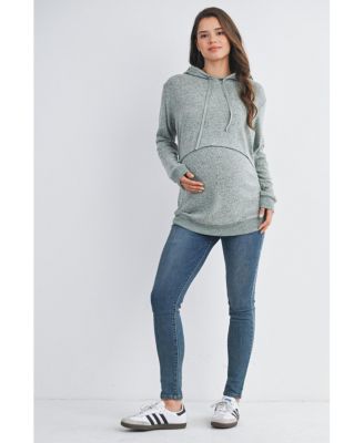Maternity Double Layer Long Sleeve Nursing Hoodie