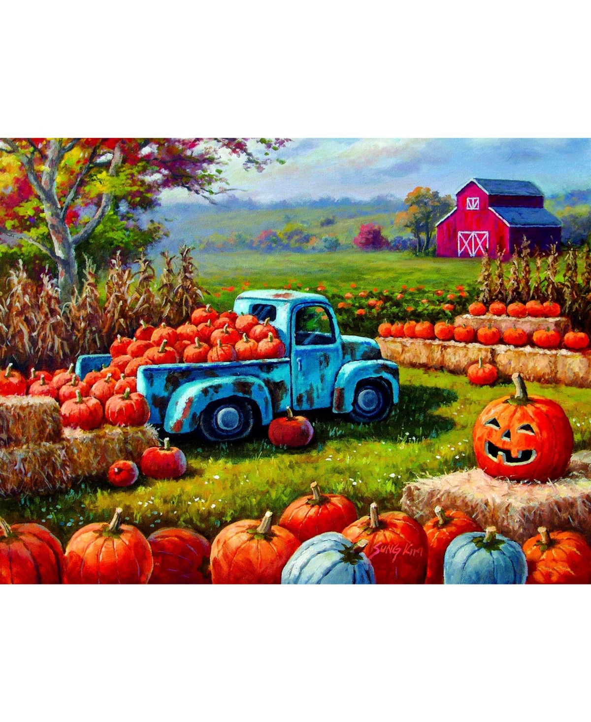 SunsOut Pumpkin Farm Festival 300 piece Jigsaw Puzzle for Adults Halloween