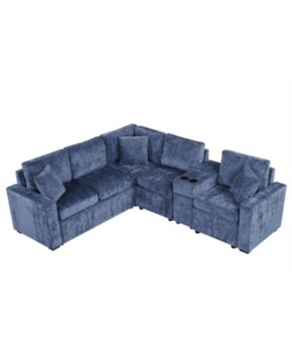 L-Shaped Convertible Sofa Bed with Storage