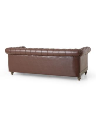 Comfy 3-Seat Sofa with Wooden Legs Retro Style for Living Room and Study