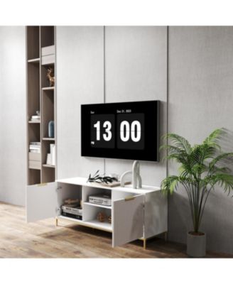 Wave-Door TV Stand with Open & Adjustable Shelves