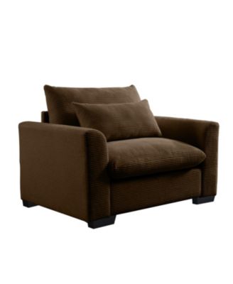 Brown Corduroy Deep Seat Accent Chair