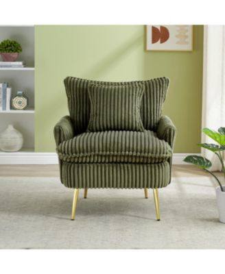 Streamdale Green Corduroy Accent Chair - Apartment, Office, Living Room
