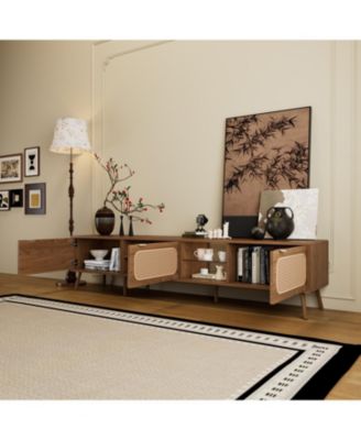  78" TV Stand for 75-85" TV, Console with Storage & Open Shelf