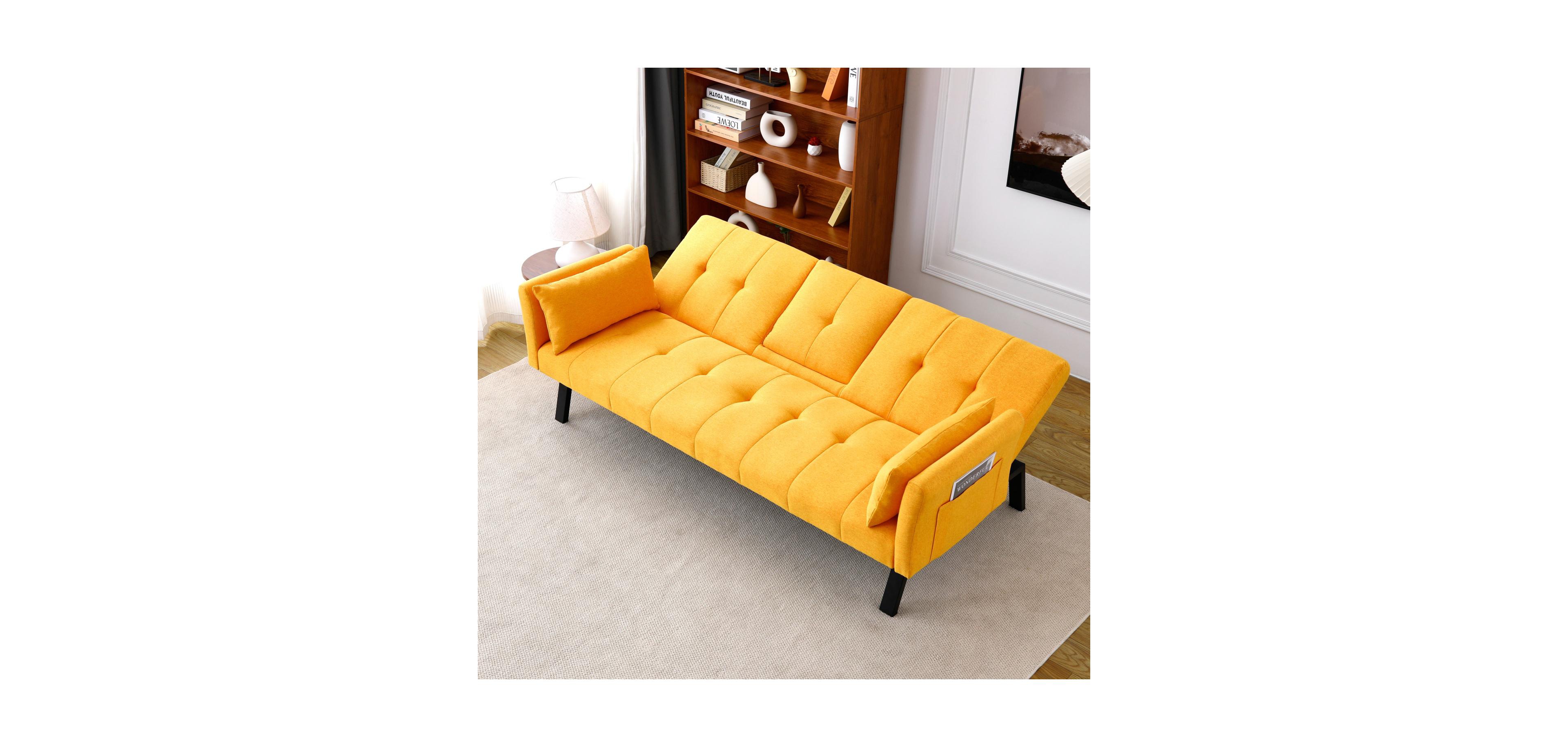 Streamdale Furniture Streamdale 70" Cotton Linen Sofa Bed- Foldable, Cup Holder, Side Storage