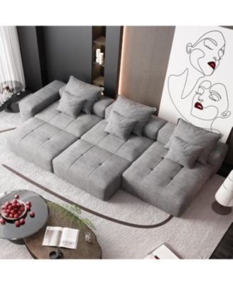 Streamdale Modern Chenille Sectional Sofa with Pillows