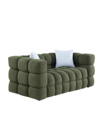 Olive Green Boucle 2-Seater Sofa