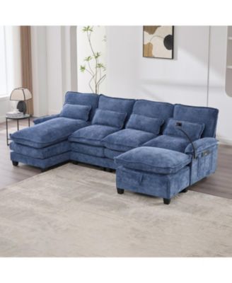 Streamdale 106" U-Shape Sectional Sofa Cloud Couch, Chenille, Ottoman & Pillows