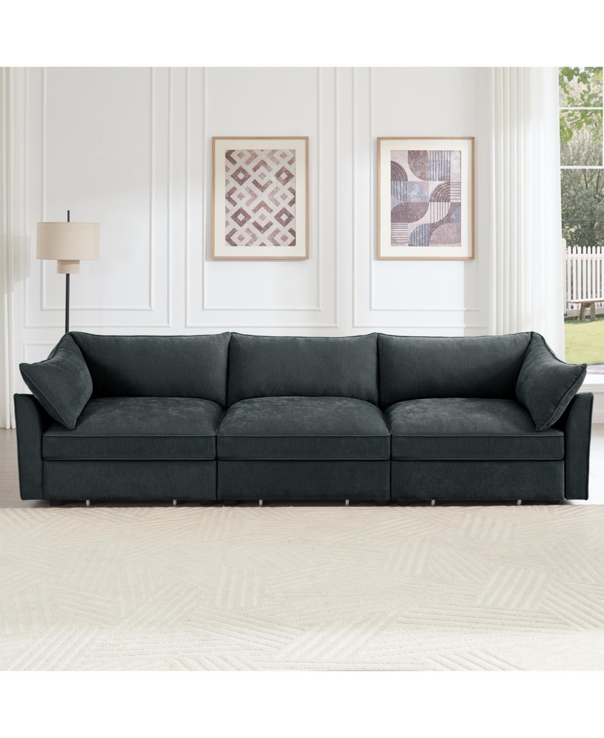 Streamdale Furniture 3-Seater Chenille Storage Drawers Sofa