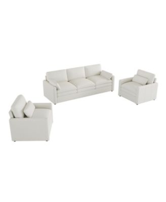 Cozy Beige Upholstered Sofa Set