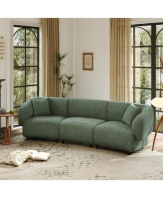 98.5" Beige Curved 3-Seater Sofa- Plush, Streamlined, Durable