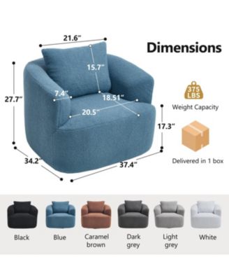  Swivel Teddy Fleece Comfy Chair with Pillow - Blue