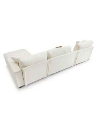 Oversized L-Shaped Sectional Sofa with Drop Down Table & Storage Ottoman