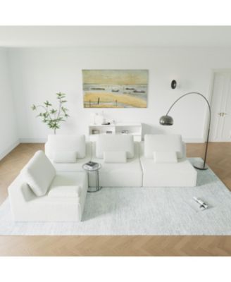 Oversized Boucle Modular Sectional Sofa, Convertible Couch Set