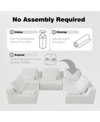 Oversized Boucle Modular Sectional Sofa, Convertible Couch Set