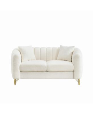 63" Chenille Loveseat Sofa - Modern Tufted Couch with Gold Legs