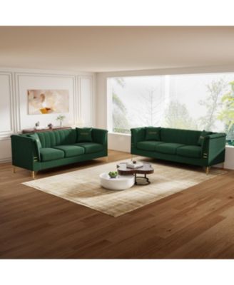  Cream Velvet Tufted Sofa Set - Modern Comfort & Style