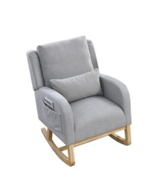 27.5" Modern Accent Rocker Armchair with Lumbar Pillow & Pockets