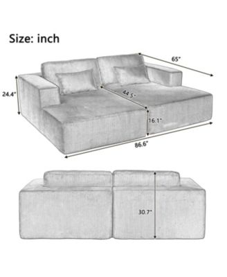 Corduroy Sofa Bed with Pillows