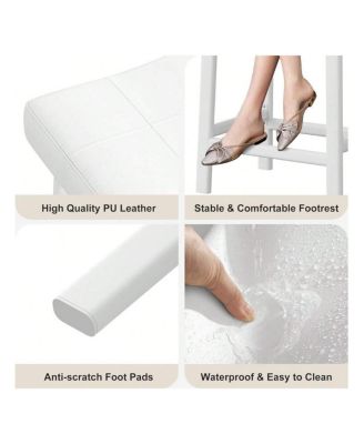 2-Piece Counter Height Bar Stool Set with Bonded Leather Upholstery for Kitchen Island or Dining Room