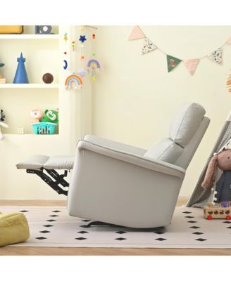  PU Leather Rocking Recliner Chair - Light Gray
