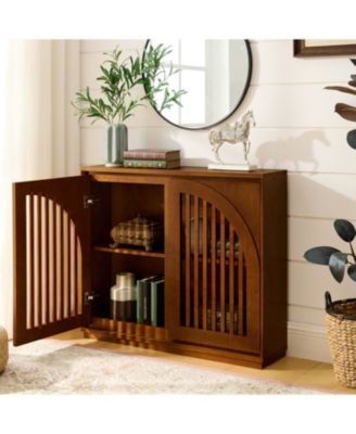  Mid Century Fluted Sideboard Cabinet - Walnut