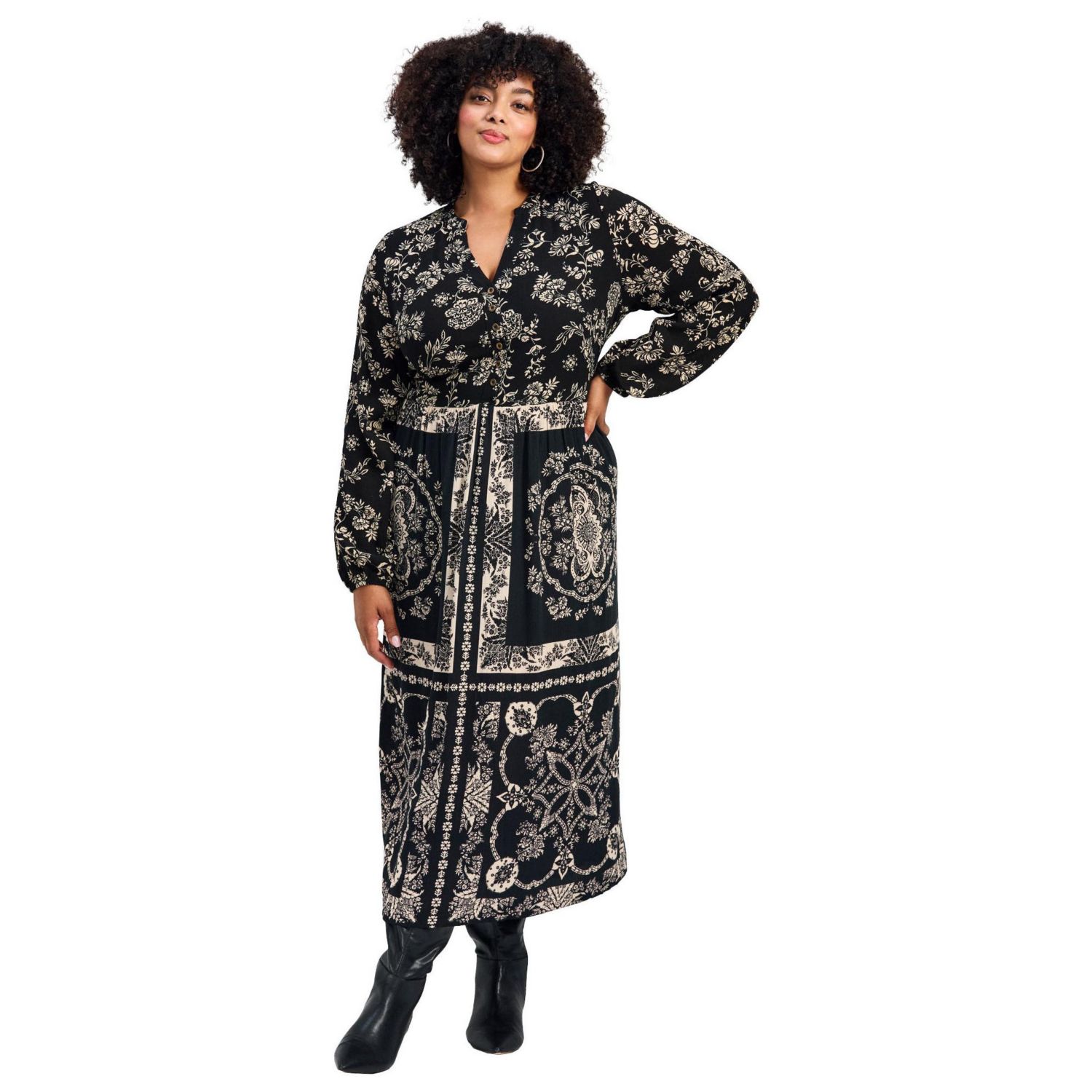 Women's Plus Size Eliana Scarf Placement Print Dress