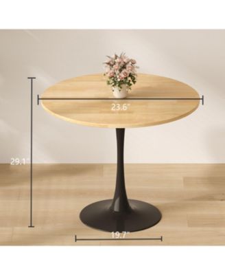 Round Dining Table, Wood Top, Steel Base - 24 Inch