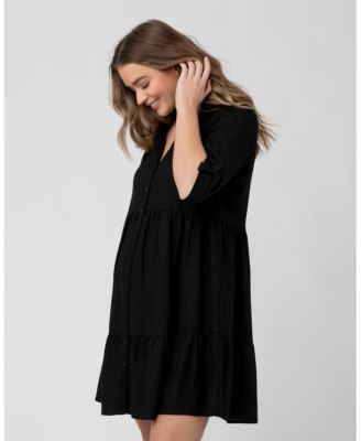 Maternity Adel Button Linen Dress