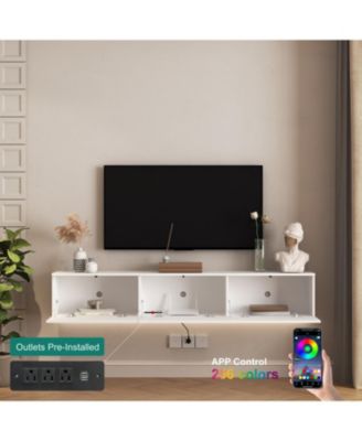 Floating TV Stand Wall Mounted LED 69" Modern Entertainment Center