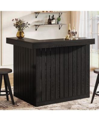 L-Shaped Home Bar Unit, 4 Storage Shelves