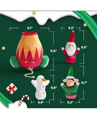 4 in 1 Christmas Canon Squeaky Dog Toys, Big Cannon Load with Squeaky Santa/Snowman/Elf, Hide and Seek Dog Toys, Chirstmas Gift for Dogs