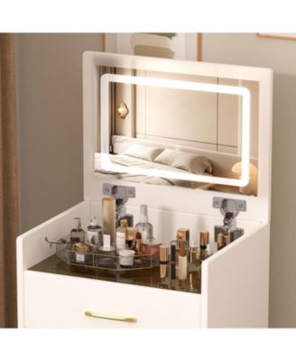 Streamdale 3-in-1 Vanity Desk with Mirror & Glass Top