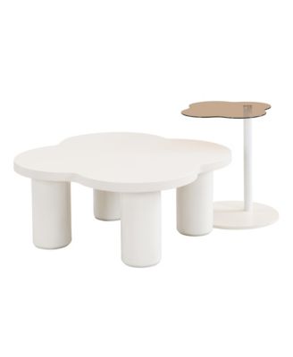 Modern Irregular Coffee Table Set with Glass Top