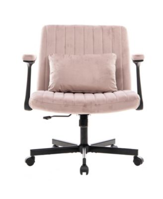 Streamdale Pink Velvet Criss Cross Office Chair
