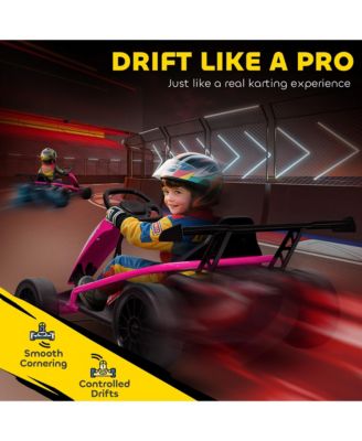 24V 8.1 MPH Electric Drift Kart for Kids with Dual Motors,