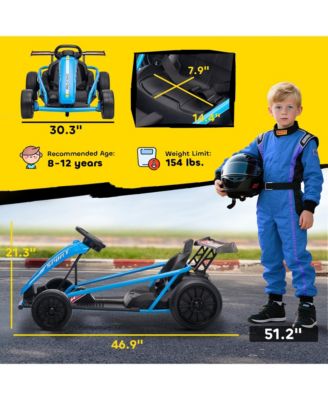 24V 8.1 MPH Electric Drift Kart for Kids with Dual Motors,
